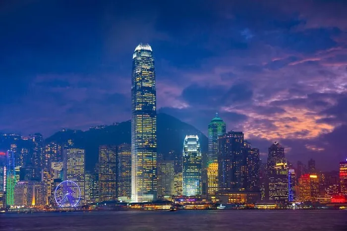 Framed Print : Hong Kong. Image of Hong Kong with many skyscrapers during dramatic sunset Framed Print : Hong Kong. Image of Hong Kong with many skyscrapers during dramatic sunset