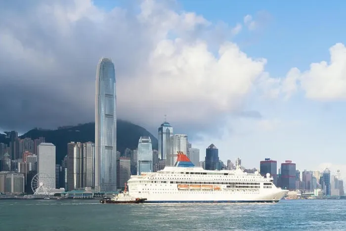 Framed Print : Hong Kong skyscrapers building of modern business district and cruise ship, Hong Kong. Asia Framed Print : Hong Kong skyscrapers building of modern business district and cruise ship, Hong Kong. Asia