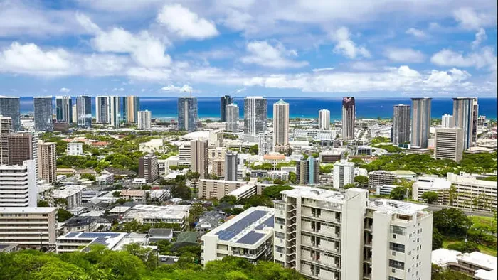 Framed Print : Honolulu Hawaii City High Rise Skyline Framed Print : Honolulu Hawaii City High Rise Skyline