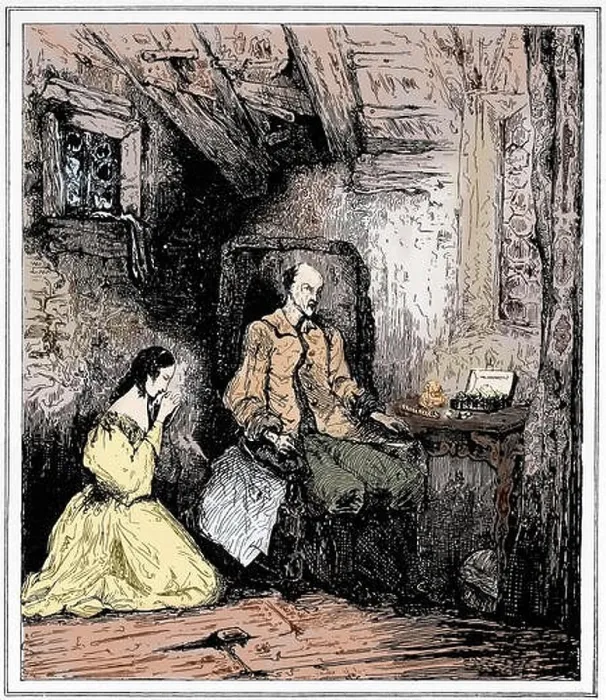 Framed Print : Honoré de Balzac - illustration for the French writers novel Eugénie Grandet (1834). Lithograph by J. Godde. 20 May 1799 - Framed Print : Honoré de Balzac - illustration for the French writers novel Eugénie Grandet (1834). Lithograph by J. Godde. 20 May 1799 -