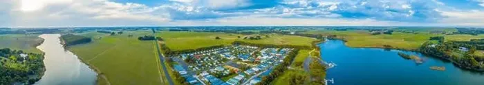 Framed Print : Hopkins River and grasslands - scenic wide aerial panoramic landscape. Warrnambool, Australia Framed Print : Hopkins River and grasslands - scenic wide aerial panoramic landscape. Warrnambool, Australia