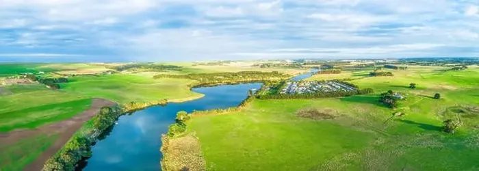Framed Print : Hopkins River and scenic countryside - wide aerial panorama Framed Print : Hopkins River and scenic countryside - wide aerial panorama