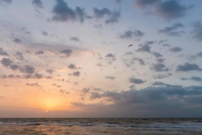Framed Print : Horizon with sea surface down, setting sun and clouds Framed Print : Horizon with sea surface down, setting sun and clouds