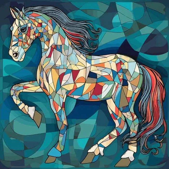 Framed Print : Horse painting in the style of cubism. Abstract painting of a horse in the style of Picasso. Vector illustration Framed Print : Horse painting in the style of cubism. Abstract painting of a horse in the style of Picasso. Vector illustration