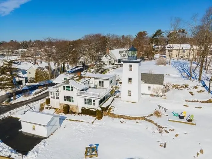 Framed Print : Hospital Point Lighthouse aerial view in winter in Hospital Point in city of Beverly, Massachusetts MA, USA Framed Print : Hospital Point Lighthouse aerial view in winter in Hospital Point in city of Beverly, Massachusetts MA, USA