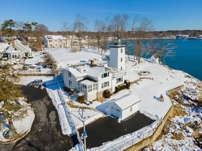 Framed Print : Hospital Point Lighthouse aerial view in winter in Hospital Point in city of Beverly, Massachusetts MA, USA Framed Print : Hospital Point Lighthouse aerial view in winter in Hospital Point in city of Beverly, Massachusetts MA, USA