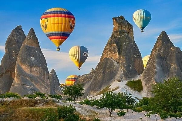 Hot air balloons, Goreme, Cappadocia, Anatolia, Turkey