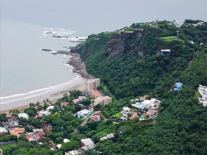 Framed Print : Hotel and houses under cliff in san juan del sur aerial drone view Framed Print : Hotel and houses under cliff in san juan del sur aerial drone view