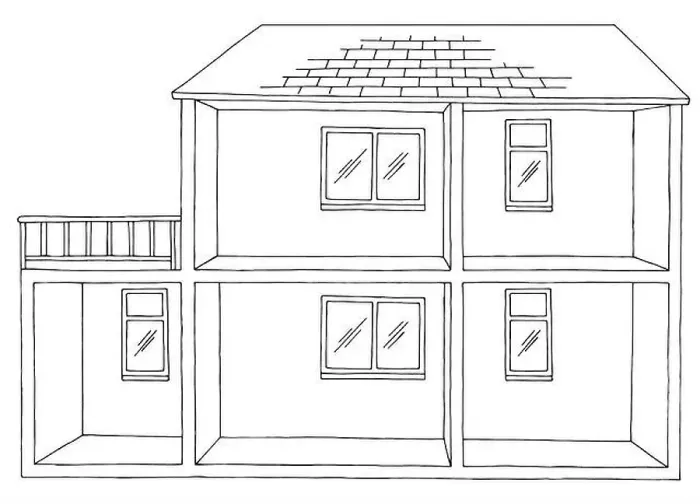 Framed Print : House room graphic black white empty home interior sketch illustration vector
