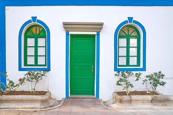 House with white walls, Puerto de Mogan, Canary Islands, Gran Canaria, Spain