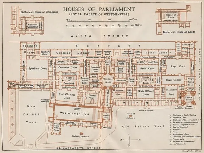 Framed Print : HOUSES OF PARLIAMENT (PALACE OF WESTMINSTER). Vintage map plan. London 1927 Framed Print : HOUSES OF PARLIAMENT (PALACE OF WESTMINSTER). Vintage map plan. London 1927