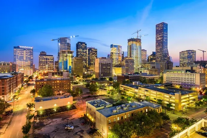 Framed Print : Houston, Texas, USA downtown city skyline at twilight Framed Print : Houston, Texas, USA downtown city skyline at twilight