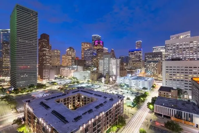 Framed Print : Houston, Texas, USA downtown cityscape at dusk in the financial district Framed Print : Houston, Texas, USA downtown cityscape at dusk in the financial district