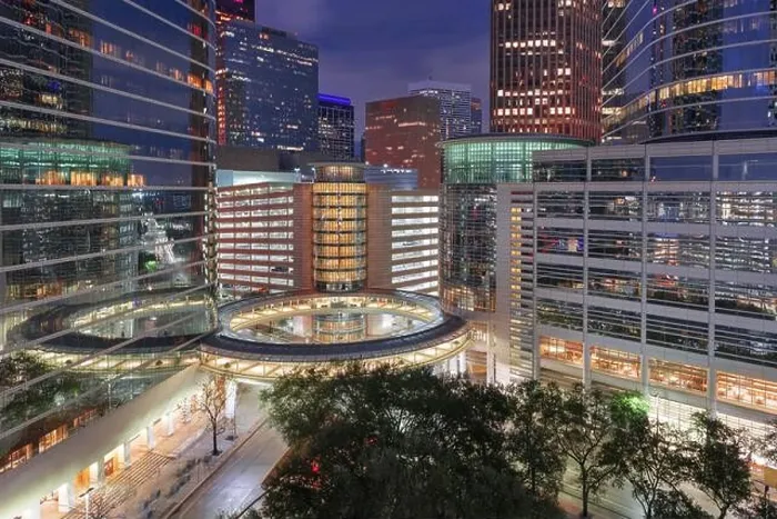 Framed Print : Houston, Texas, USA downtown cityscape at night in the financial district Framed Print : Houston, Texas, USA downtown cityscape at night in the financial district