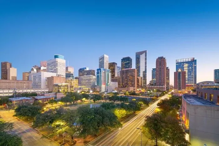 Framed Print : Houston, Texas, USA downtown park and skyline at twilight Framed Print : Houston, Texas, USA downtown park and skyline at twilight