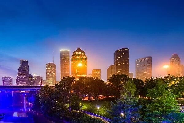 Houston, Texas, USA misty morning skyline