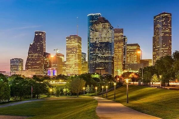 Houston, Texas, USA park and downtown skyline