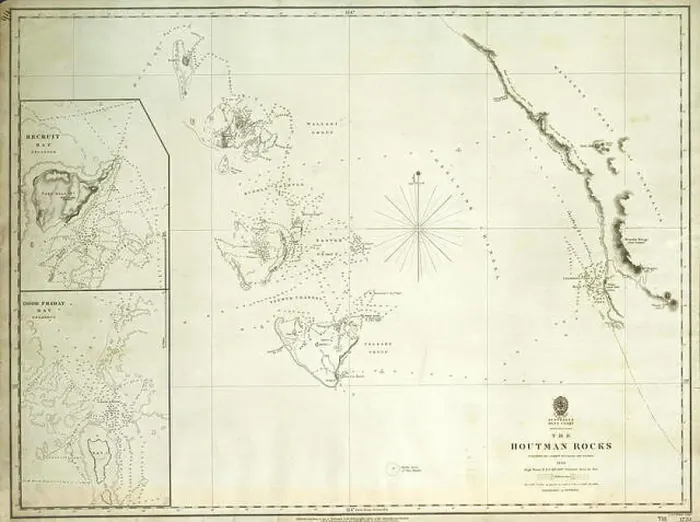 Framed Print : The Houtman Rocks, shown on a 1723 British Admiralty chart Framed Print : The Houtman Rocks, shown on a 1723 British Admiralty chart
