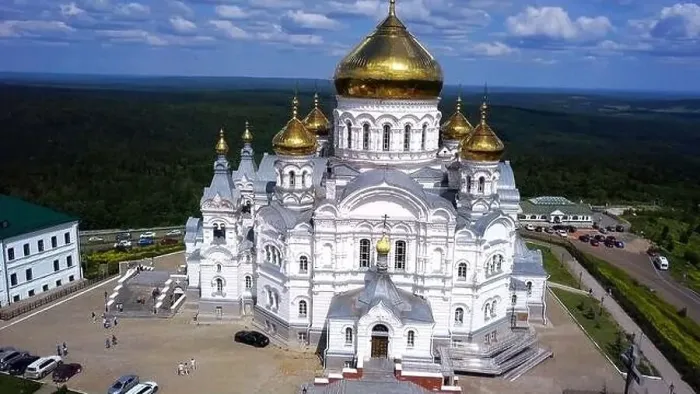 Framed Print : Huge white church. Drone view. Clip Framed Print : Huge white church. Drone view. Clip