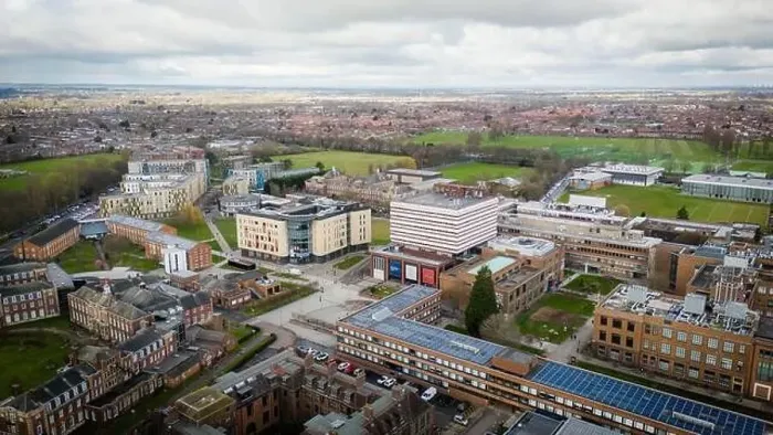 Framed Print : Hull University campus ariel drone view with buildings and city landscape Framed Print : Hull University campus ariel drone view with buildings and city landscape
