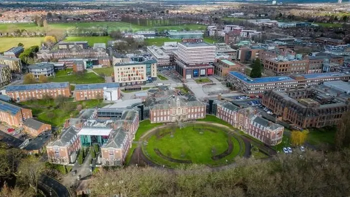 Framed Print : Hull University campus ariel drone view with buildings and city landscape Framed Print : Hull University campus ariel drone view with buildings and city landscape