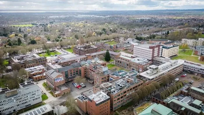 Framed Print : Hull University campus ariel drone view with buildings and city landscape Framed Print : Hull University campus ariel drone view with buildings and city landscape