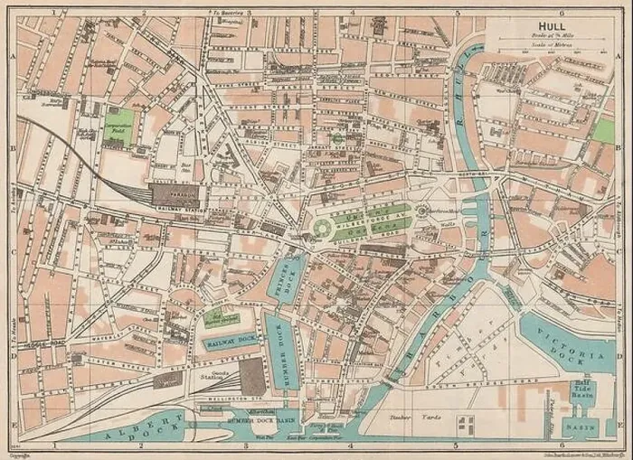 Framed Print : HULL. Vintage town city map plan. Yorkshire 1950 old vintage chart Framed Print : HULL. Vintage town city map plan. Yorkshire 1950 old vintage chart
