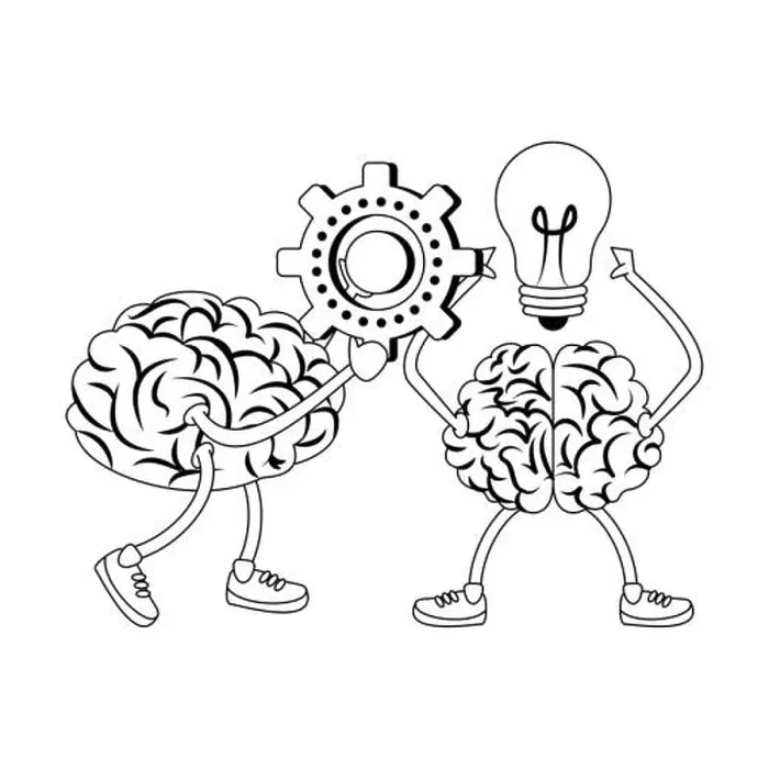 Framed Print : Human brain intelligence and creativity cartoons in black and white Framed Print : Human brain intelligence and creativity cartoons in black and white