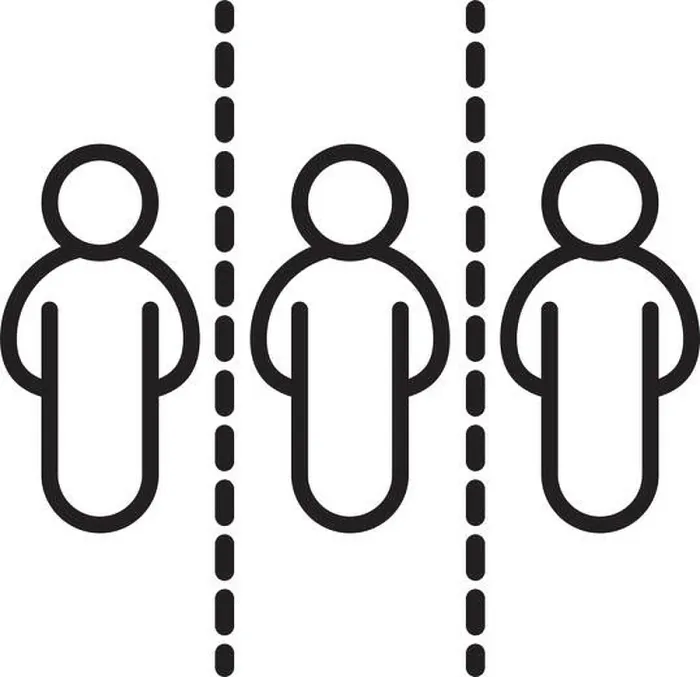 Framed Print : humans silhouettes distance social line style icon vector illustration design