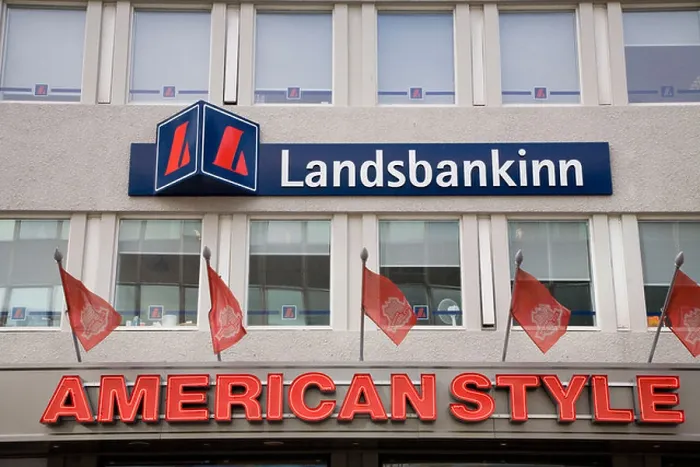 Framed Print : Iceland Reykjavík October 10; Iceland financial crisis. Landsbanki bank Headquarters, central Reykjavík