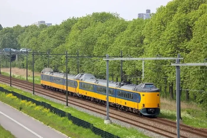 Framed Print : ICM Koploper intercity train of NS on track between Gouda and The Hague in the Netherlands Framed Print : ICM Koploper intercity train of NS on track between Gouda and The Hague in the Netherlands