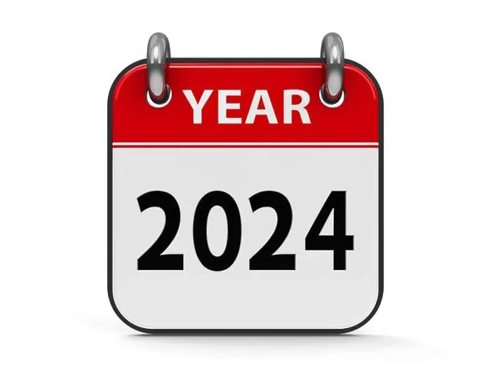 Framed Print : Icon calendar 2024 year isolated on white background, three-dimensional rendering, 3D illustration