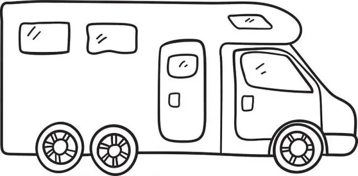 Framed Print : Icon Of Camping Family Caravan Car. Hand Drawn Sketch Design. Vector Illustration