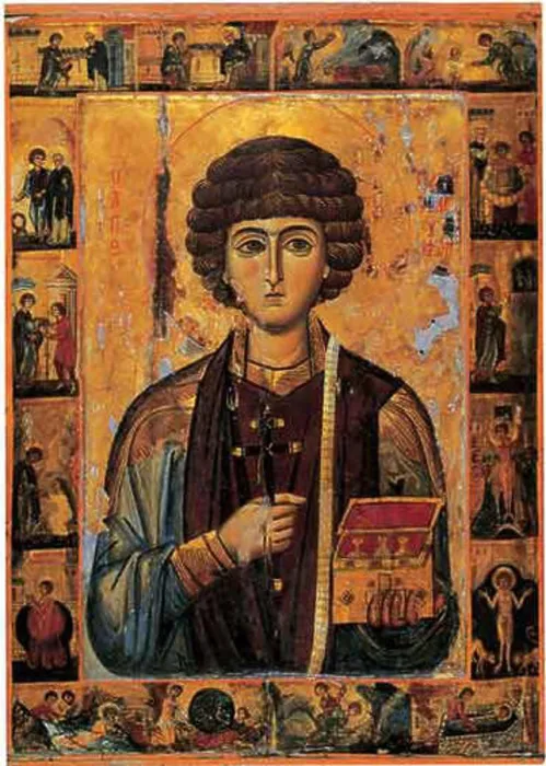 Framed Print : Icon of saint Panteleimon (Saint Catherine's Monastery)
