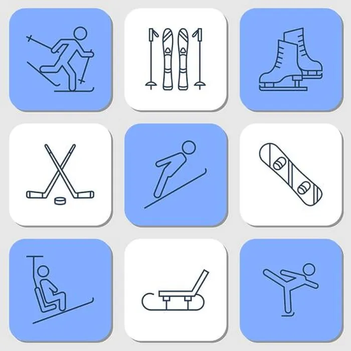 Framed Print : Nine Icons - winter sport activities
