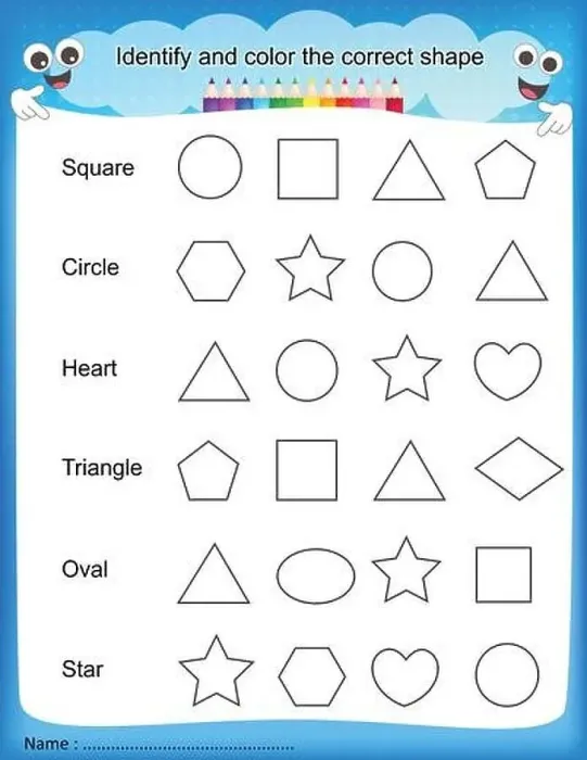 Framed Print : Identify and color the correct shape colorful printable kids worksheet for pre school / kindergarten kids Framed Print : Identify and color the correct shape colorful printable kids worksheet for pre school / kindergarten kids