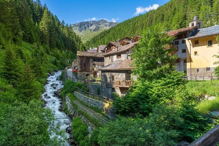 Framed Print : Idyllic sight in the beautiful village of Saint Rhemy en Bosses, in the Great St Bernard Valley. Aosta Valley, Italy Framed Print : Idyllic sight in the beautiful village of Saint Rhemy en Bosses, in the Great St Bernard Valley. Aosta Valley, Italy