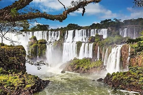 Iguassu Falls, the largest series of waterfalls of the world, located at the Brazilian and Argentinian border, View from Argentinian side
