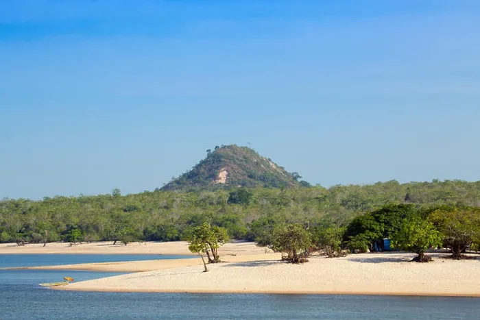 Framed Print : Ilha do Amor (love island) and beach in Alter do Chao, Brazilian Amazon