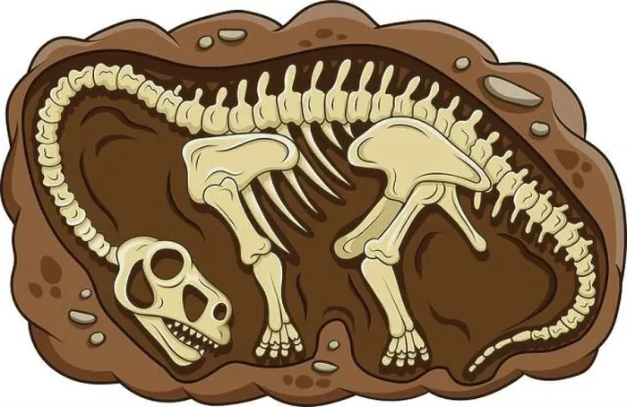 Framed Print : Illustration of cartoon brontosaurus dinosaur fossil
