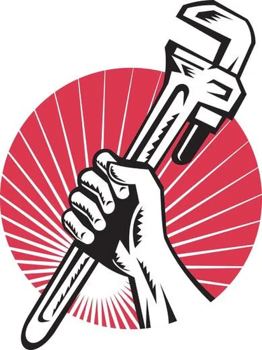 Framed Print : illustration of a Plumber hand holding monkey wrench side view set inside circle with sunburst done in retro style Framed Print : illustration of a Plumber hand holding monkey wrench side view set inside circle with sunburst done in retro style