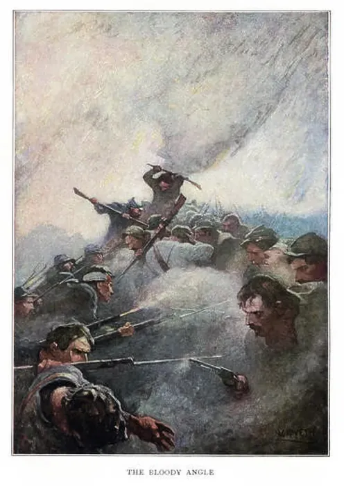 Framed Print : This illustration titled The Bloody Angle is from Mary Johnston's 1912 novel titled Cease Firing Framed Print : This illustration titled The Bloody Angle is from Mary Johnston's 1912 novel titled Cease Firing