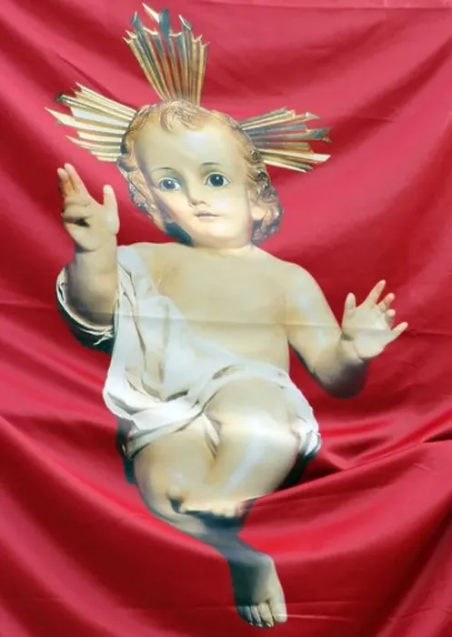 Framed Print : Image of the Christ-child on a banner outside the Igreja Sao Domingos, Lisbon, Portugal Framed Print : Image of the Christ-child on a banner outside the Igreja Sao Domingos, Lisbon, Portugal
