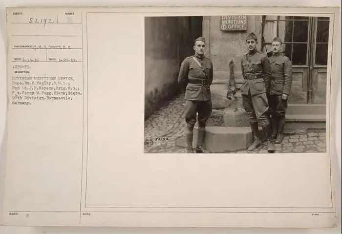 Framed Print : The image depicts the Division Munitions Office of the 90th Division in Berncastle Framed Print : The image depicts the Division Munitions Office of the 90th Division in Berncastle