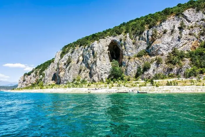 Framed Print : An image of a rocky cliff at Megali Prespa Lake Framed Print : An image of a rocky cliff at Megali Prespa Lake