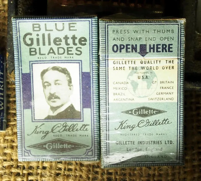 Framed Print : This image shows a collection of Blue Gillette razor blades from Winter 1944 Framed Print : This image shows a collection of Blue Gillette razor blades from Winter 1944
