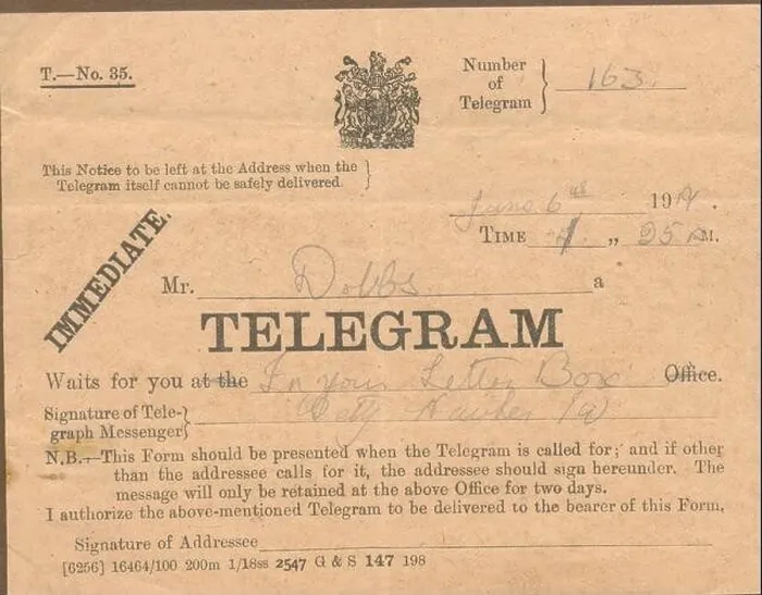 Framed Print : Immediate Telegram form with message for recipient of telegram's arrival 1919 Framed Print : Immediate Telegram form with message for recipient of telegram's arrival 1919