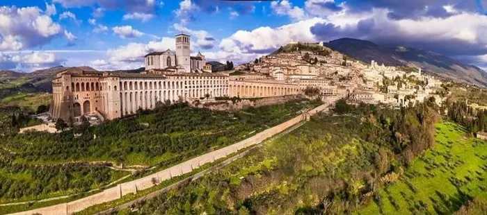 Framed Print : Impressive medieval Assisi town in Umbria over sunset Framed Print : Impressive medieval Assisi town in Umbria over sunset