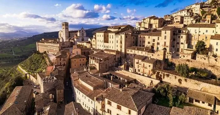 Framed Print : Impressive medieval Assisi town in Umbria over sunset Framed Print : Impressive medieval Assisi town in Umbria over sunset
