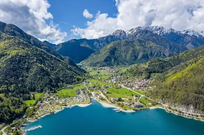 Framed Print : The Improbable aerial landscape of village Molveno Framed Print : The Improbable aerial landscape of village Molveno
